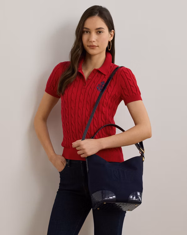 Canvas-Leather Medium Witley Bucket Bag