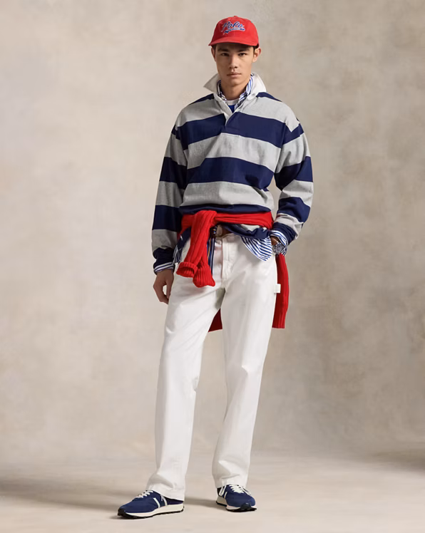 Big Fit Striped Jersey Rugby Shirt