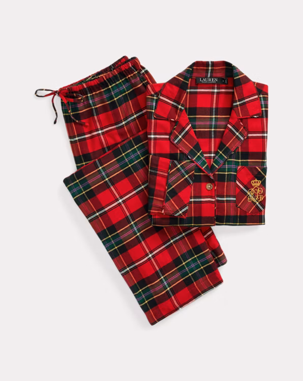 Plaid Herringbone Twill Sleep Set