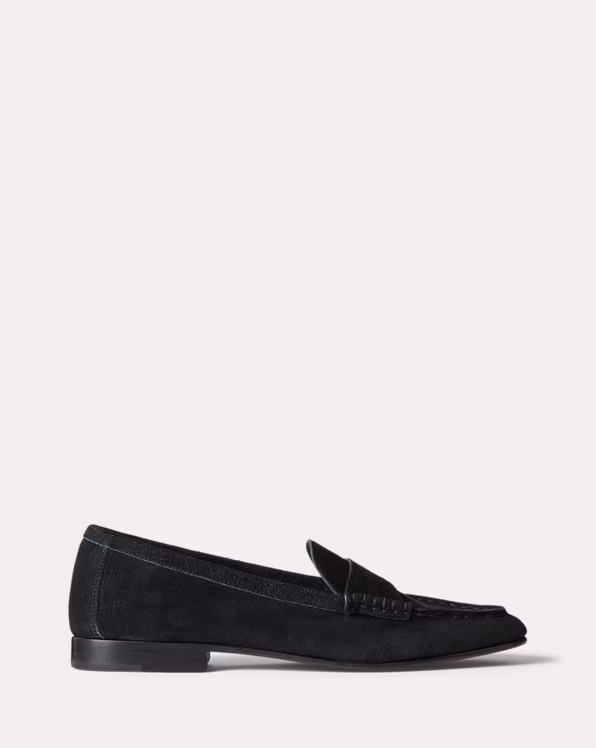 Embossed-Pony Suede Penny Loafer