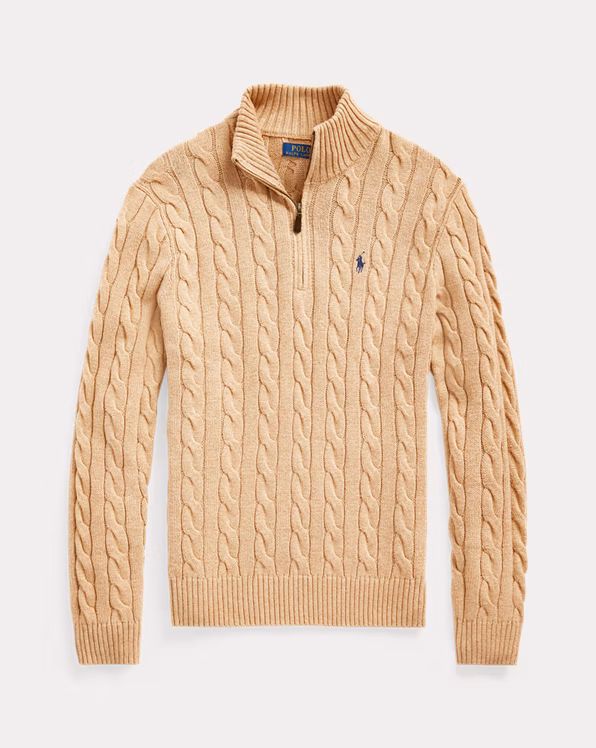 Cable-Knit Cotton Quarter-Zip Jumper