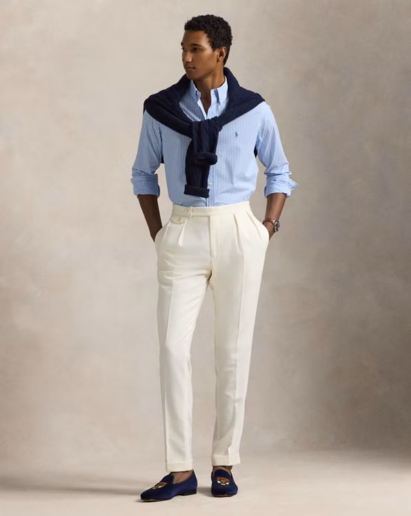 Custom Fit Striped Stretch Poplin Shirt