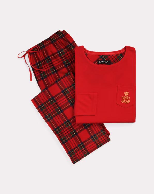 Plaid Knit & Fleece Pyjama Set