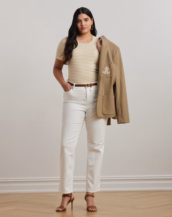 Striped Stretch Cotton Crewneck Tee