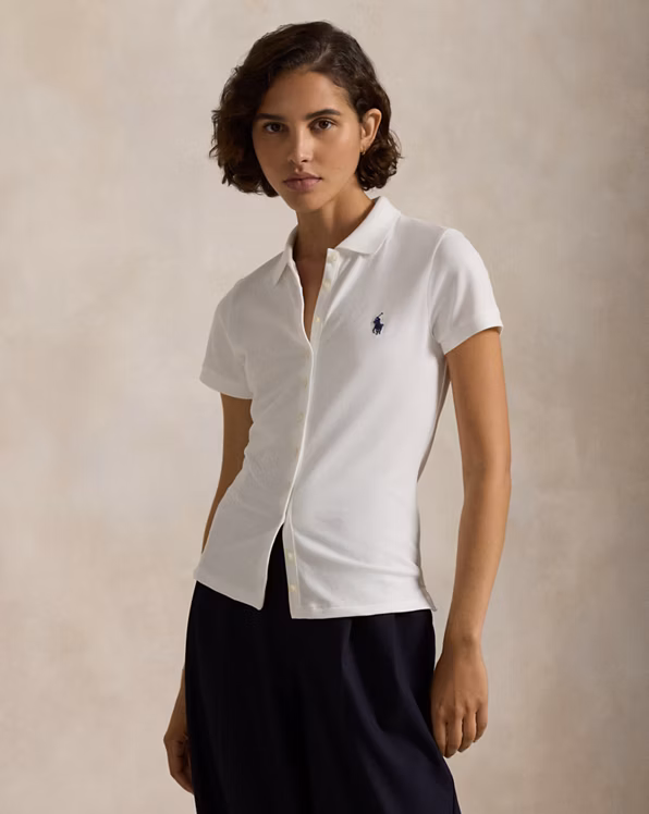 Buttoned-Placket Polo Shirt