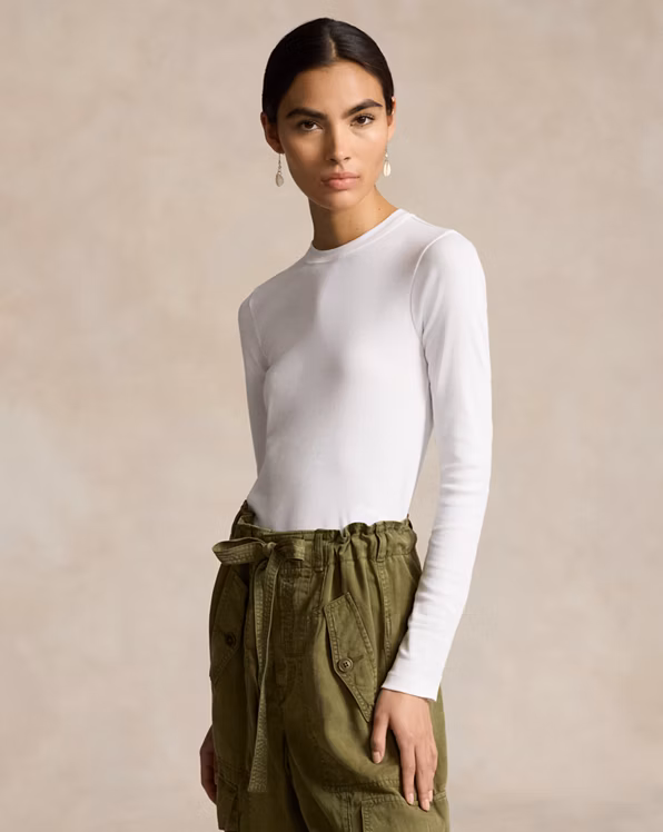 Slim Fit Cotton Long-Sleeve Tee