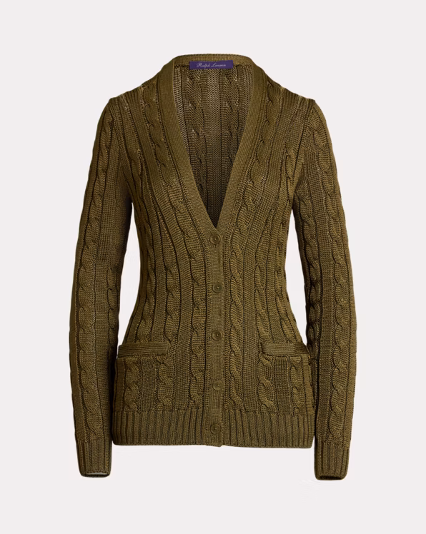 Cable-Knit Silk Cardigan Jumper