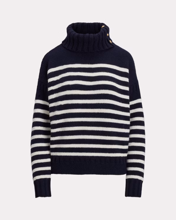 Striped Wool-Blend Rollneck Jumper