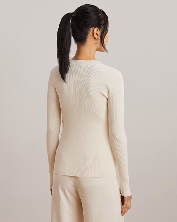 Rib-Knit Henley Jumper