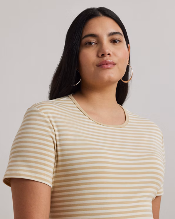Striped Stretch Cotton Crewneck Tee