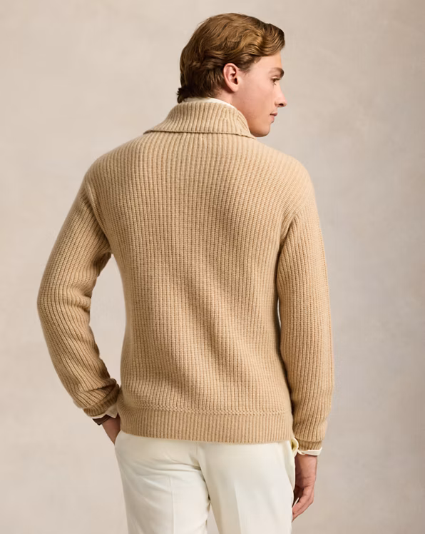 Textured Wool-Cashmere Shawl Cardigan