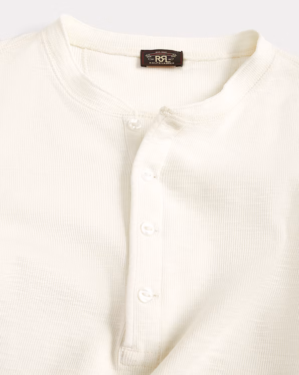 Waffle-Knit Cotton Henley