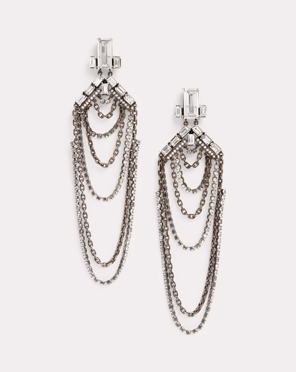 Crystal & Chain Lasso Earrings