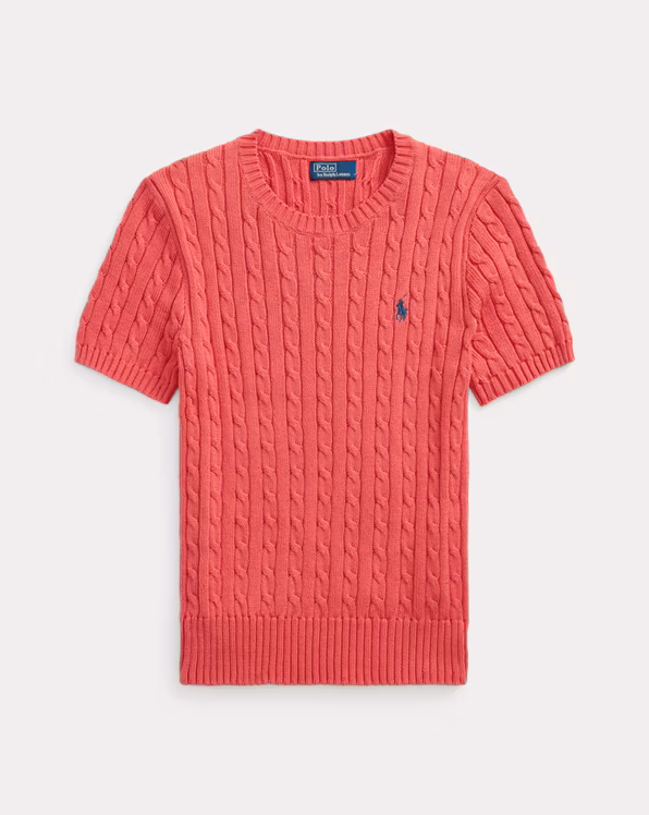 Cable-Knit Cotton Short-Sleeve Jumper