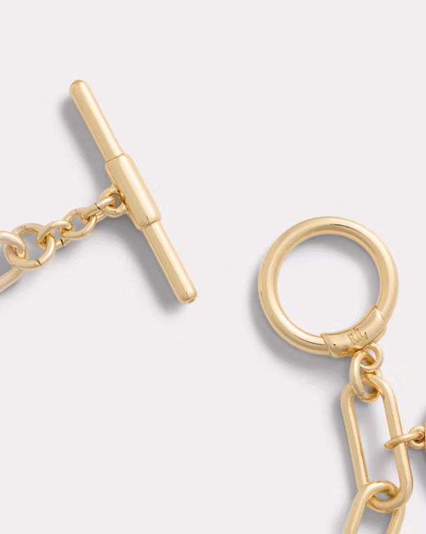 Gold-Plated Brass-Enamel Charm Bracelet