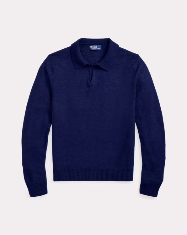 Linen-Cashmere Johnny-Collar Jumper