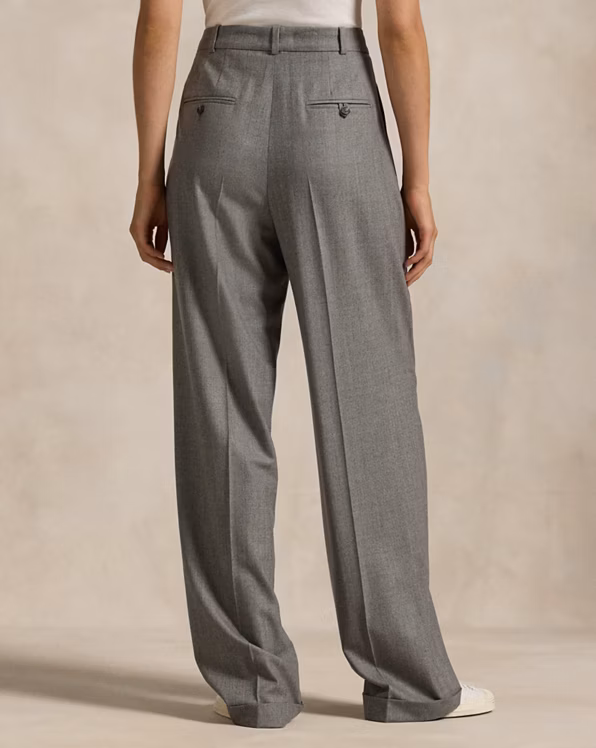 Wool-Blend Flannel Straight-Leg Trouser
