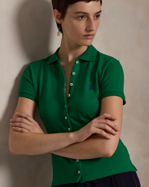 Buttoned-Placket Polo Shirt