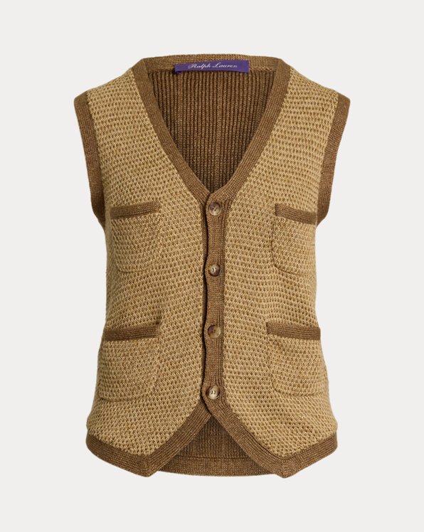 Linen-Silk Tweed Knitted Waistcoat