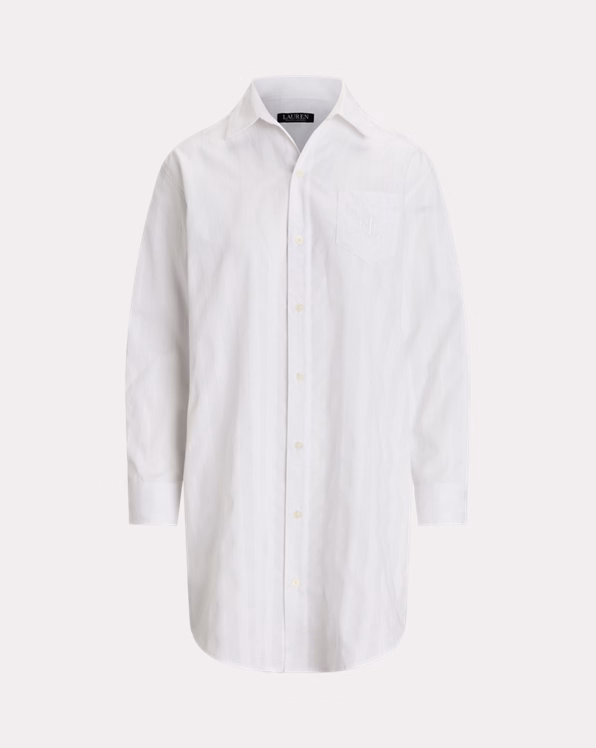 Shadow-Stripe Cotton Sleep Shirt
