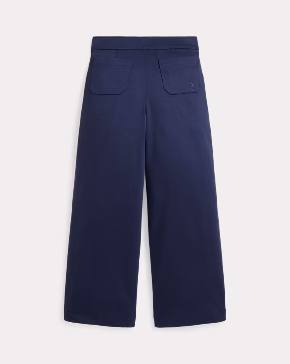 Buttoned Ponte Wide-Leg Trousers