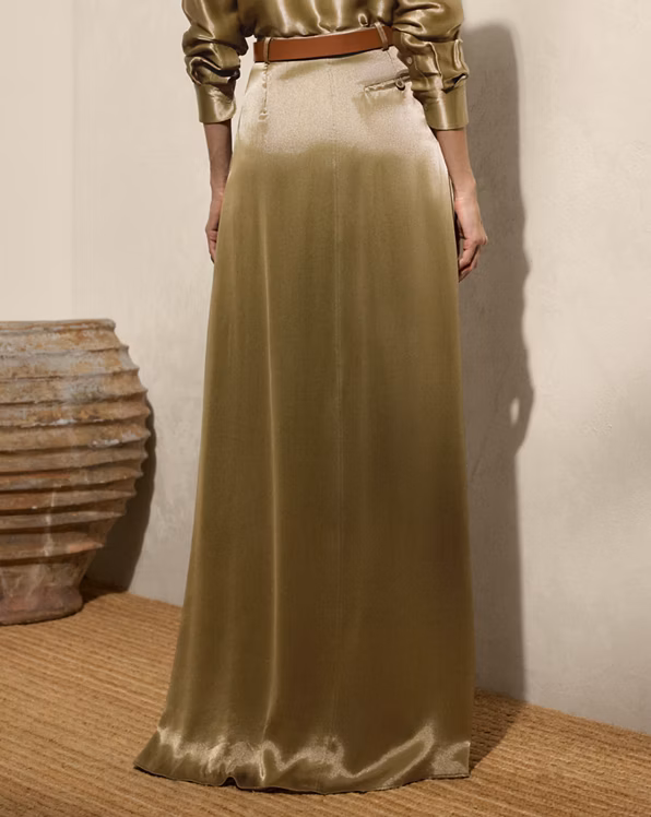 Demetrius Metallic Satin Maxiskirt