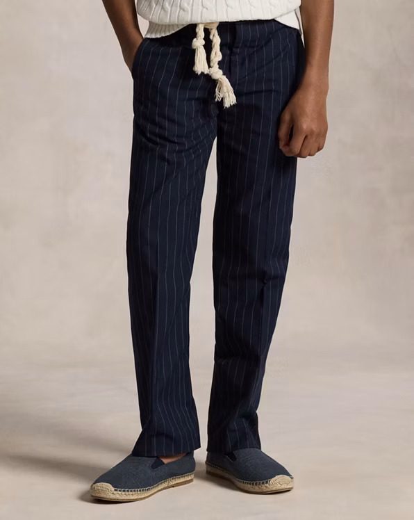 Rope-Stripe Cotton-Silk Suit Trouser