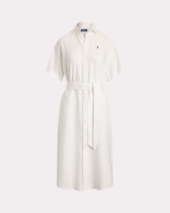 Linen Short-Sleeve Shirtdress