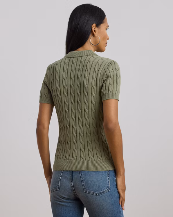 Cable-Knit Cotton Polo Jumper