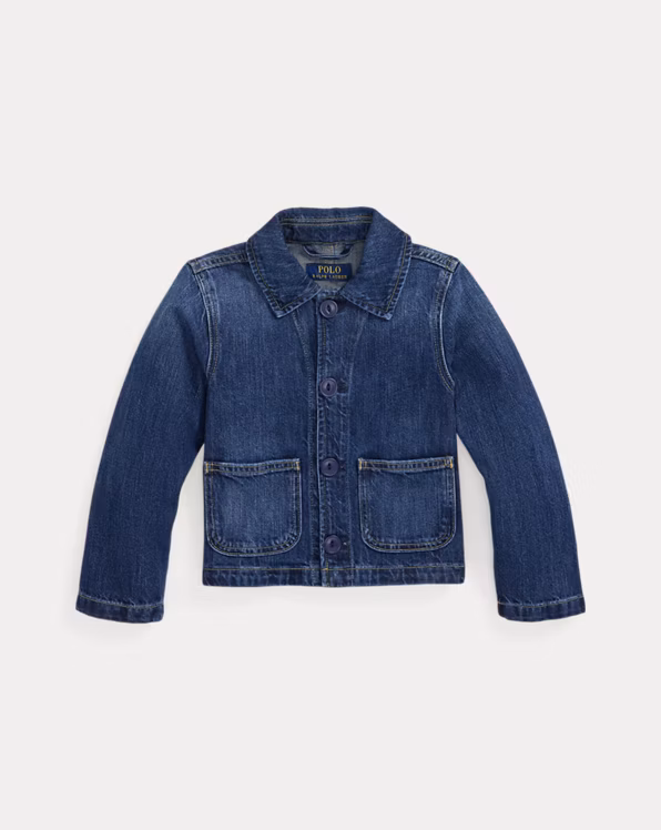 Logo Cotton Denim Boxy Jacket