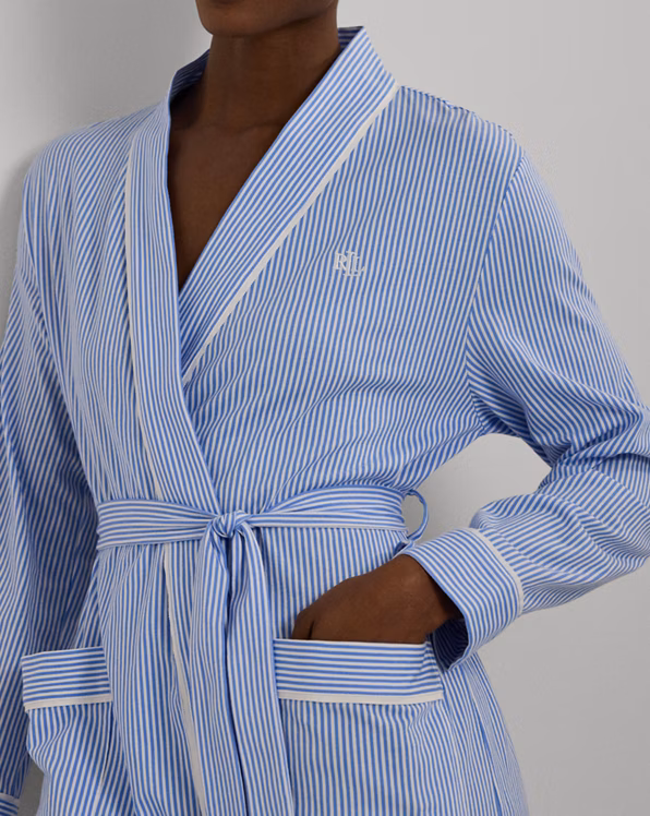 Striped Cotton Jersey Robe