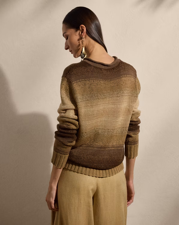 Ombré Linen-Blend Rollneck Jumper