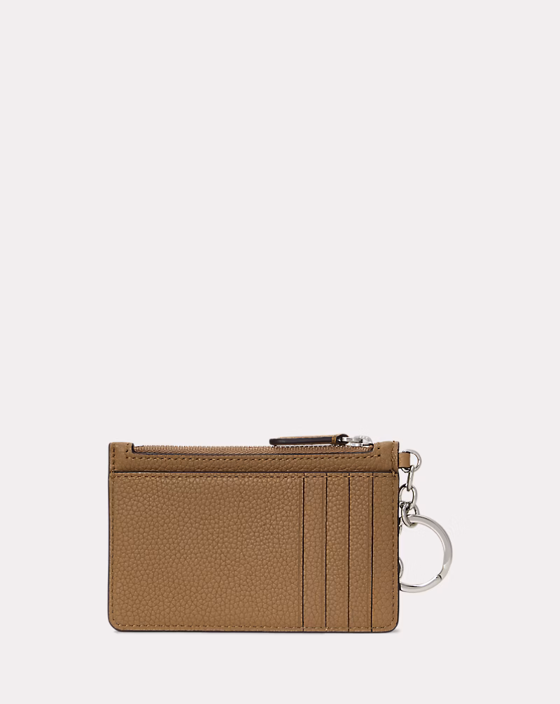 Pebbled Leather Zip Card Case
