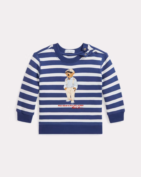 Striped Polo Bear Fleece Sweatshirt