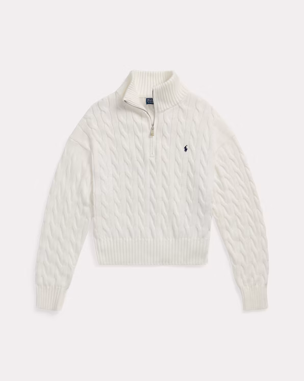 Cable-Knit Cotton Quarter-Zip Jumper