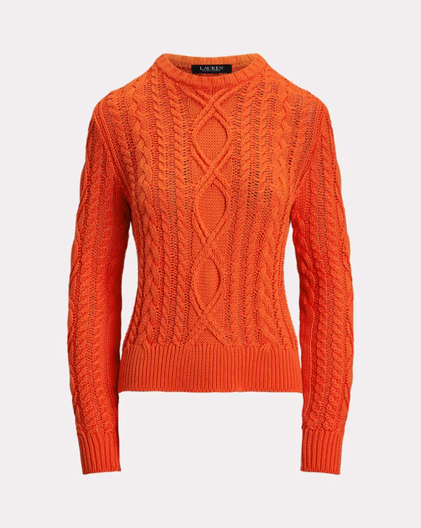 Aran-Knit Cotton-Blend Crewneck Jumper