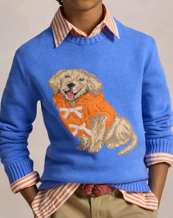 Dog-Intarsia Cotton Jumper