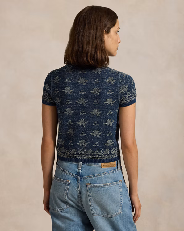 Floral Cotton Short-Sleeve Jumper