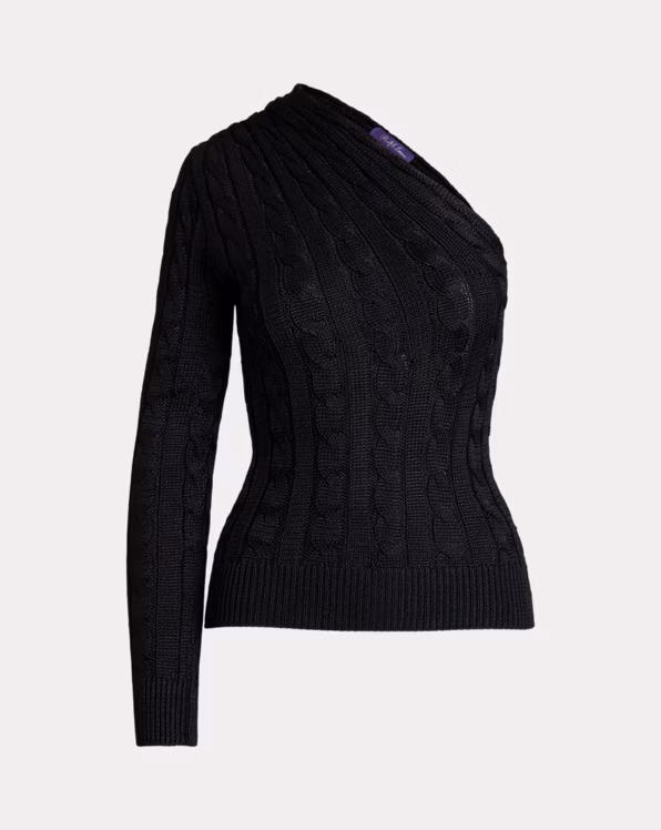Cable-Knit Silk One-Shoulder Jumper