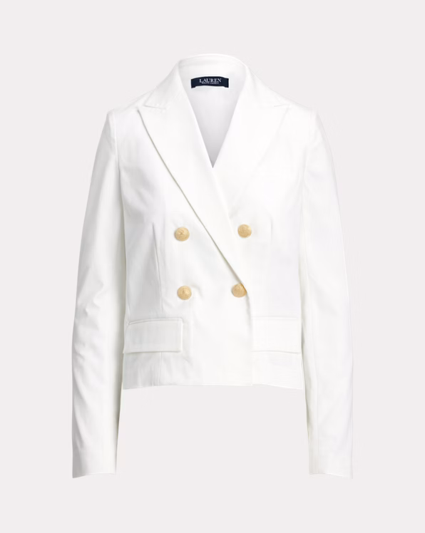 Double-Breasted Canvas Cropped Blazer
