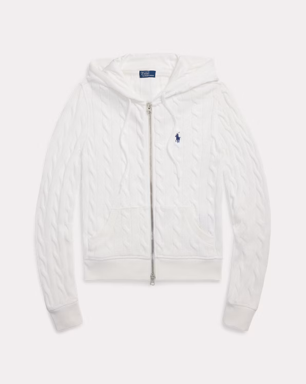 Cable-Knit Cotton Full-Zip Hoodie