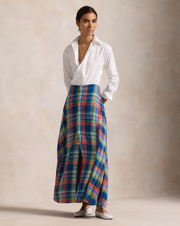 Plaid Linen Maxiskirt