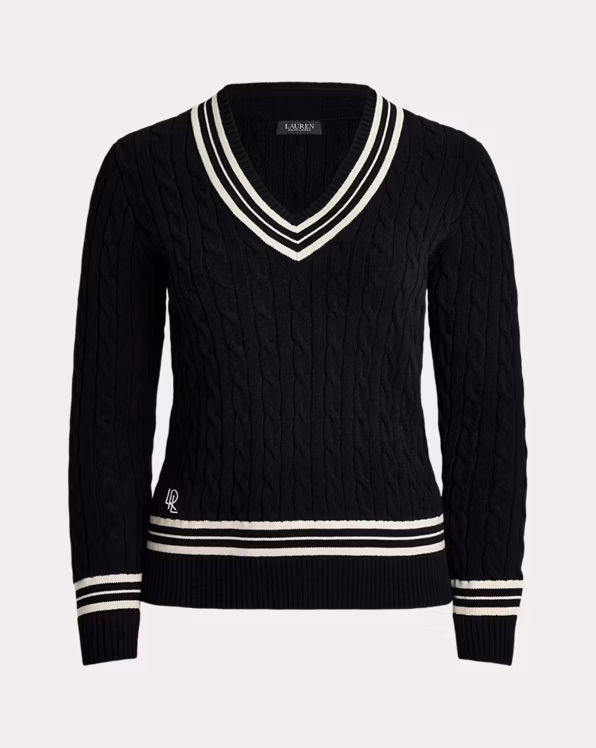 Cable-Knit Cotton Cricket Jumper