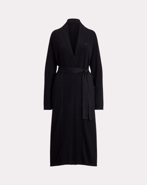 Belted Cotton-Cashmere Knit Robe