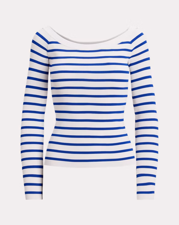 Striped Ballet-Neck Jumper