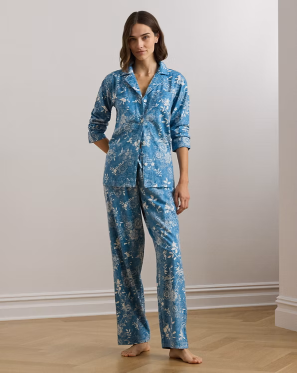 Floral Cotton-Blend Twill Sleep Set