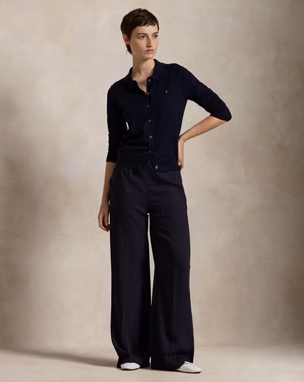 Cotton-Blend Polo Cardigan