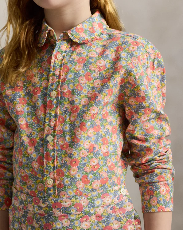 Floral Linen-Cotton Boxy Shirt