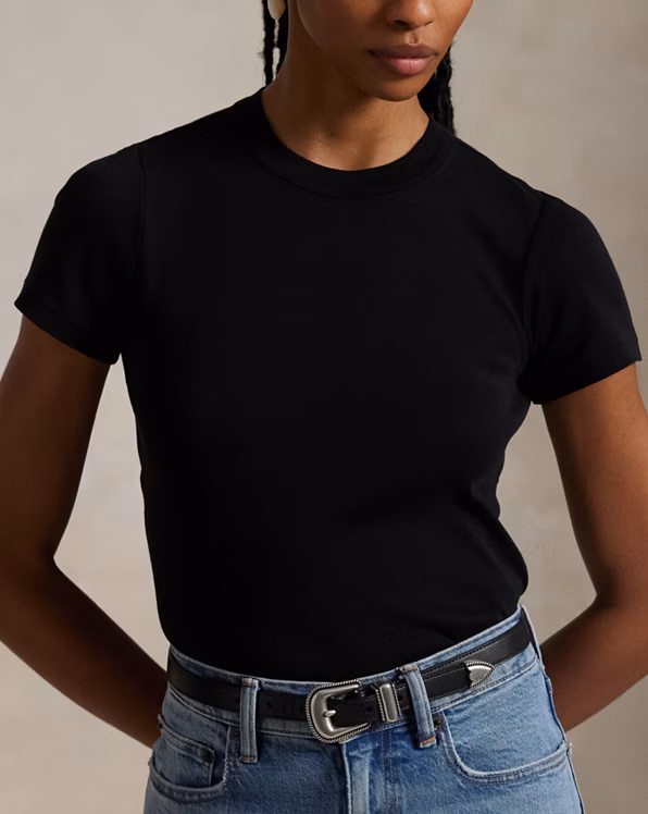 Slim Fit Rib-Knit Cotton Tee