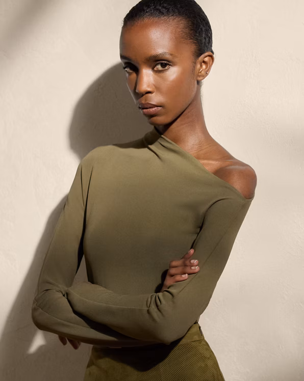 Jersey Asymmetrical Long-Sleeve Top